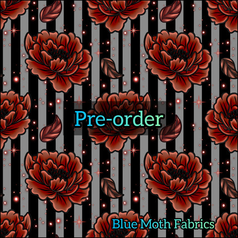 PRE-ORDER. Peony stripe fabric. By METER