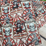 Freak show circus Textured Faux leather vinyl fabric. 39x66cm roll