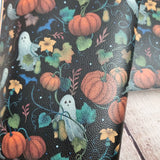 Autumn Garden Ghosts textured Faux leather / vinyl fabric. 39x66cm roll