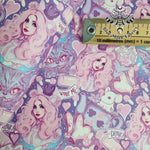 Alice in Wonderland pastel Faux leather / vinyl fabric. 39x66cm roll