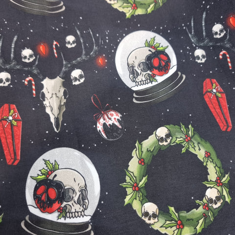 1.16m BOLT END. Creepy Christmas heavyweight jersey fabrics