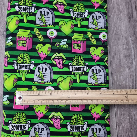 67cm. BOLT END. Zombie stripes 240gsm jersey fabrics