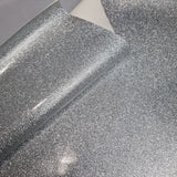 39x60cm BOLT END. Silver. Smooth gloss Glitter Faux leather / vinyl fabric.