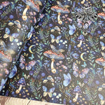 Magical mushrooms textured Faux leather / vinyl fabric. 39x66cm roll