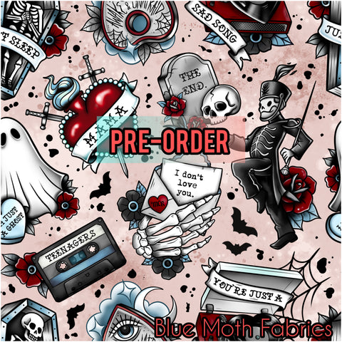 PRE-ORDER. Black Parade faux leather / vinyl fabric. 39x130cm