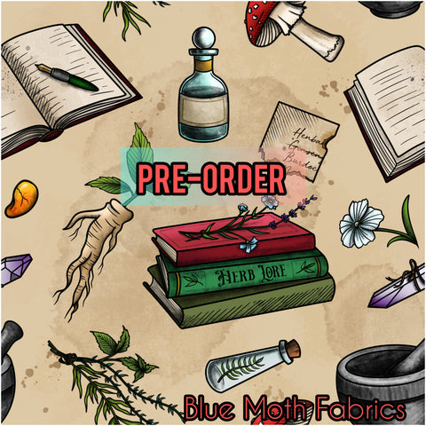 PRE-ORDER. Herb Magic faux leather / vinyl fabric. 39x130cm