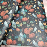 Autumn Garden Ghosts textured Faux leather / vinyl fabric. 39x66cm roll