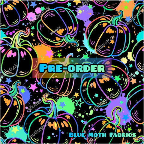 PRE-ORDER. Rainbow Pumpkin splatter fabric. By METER