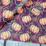 59x45cm BOLT END. Sunflower Pumpkin textured Faux leather / vinyl fabric.