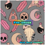 PRE-ORDER. Spooky Occult grey fabric. By METER