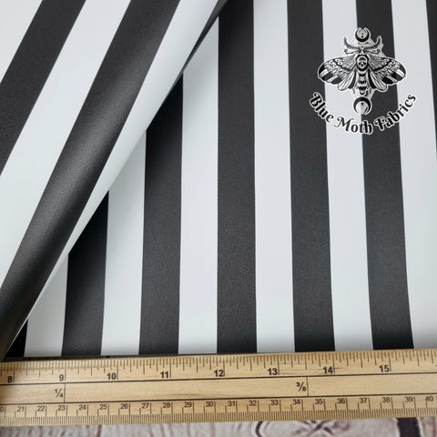 Black white stripes Faux leather / vinyl fabric. 39x66cm roll