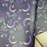 Purple Moons Faux leather / vinyl fabric. 39x66cm roll