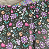 Spooky Halloween Flowers Faux leather / vinyl fabric. 39x66cm roll