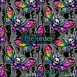 PRE-ORDER. Neon love death Moth fabric. By METER