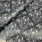Gothic Bat faux leather / vinyl fabric. 39x66cm roll