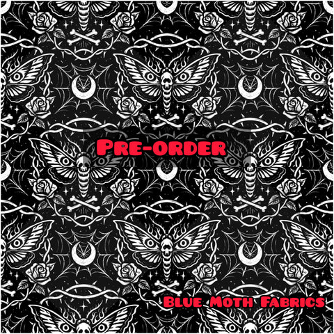 PRE-ORDER. Goth Death Moth fabric. By METER