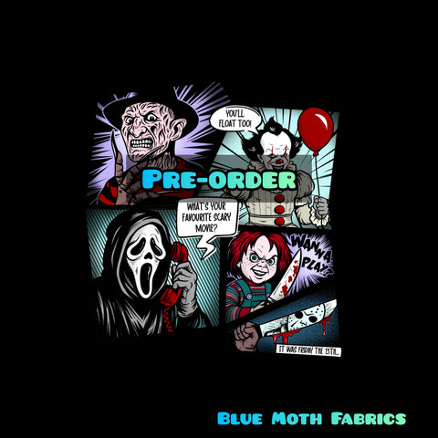 PRE-ORDER. PANEL Horror Monsters Faux leather / vinyl fabric. 33x33cm