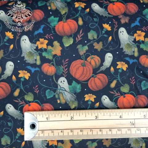 Autumn Ghost Pumpkin Garden 100% cotton poplin fabric