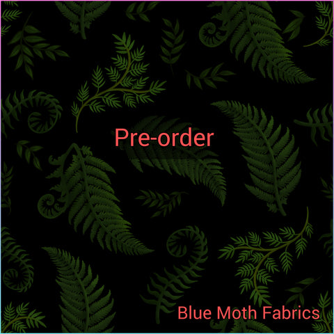 PRE-ORDER. Fern Night faux leather / vinyl fabric. 39x130cm