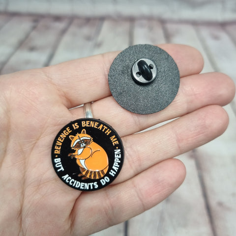 Raccoon revenge Enamel Pin Badge