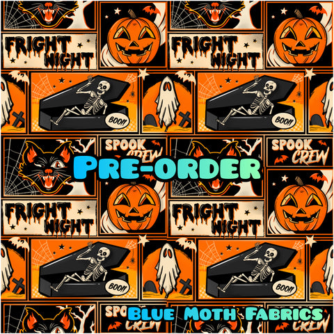 PRE-ORDER. Fright Night Halloween faux leather / vinyl fabric. 39x130cm