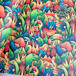 Dinosaurs in hiding Faux leather / vinyl fabric. 59X45cm PRE-CUT.