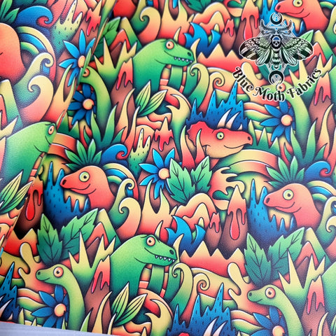 Dinosaurs in hiding Faux leather / vinyl fabric. 59X45cm PRE-CUT.