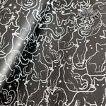 Black cats Faux leather / vinyl fabric. 39x66cm roll