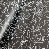 Black cats Faux leather / vinyl fabric. 39x66cm roll