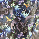 Dragons Textured Faux leather vinyl fabric. 39x66cm roll