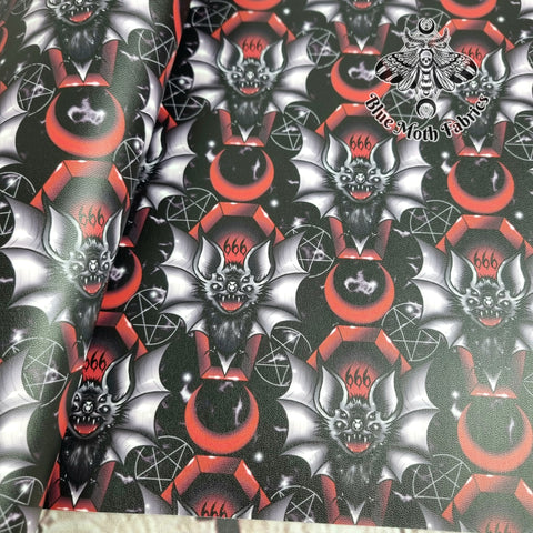 Bats 666 Faux leather / vinyl fabric. 39x66cm roll