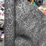 35x67cm BOLT END. BLACK Leopard Shimmer Matte soft Faux leather / vinyl fabric. - BlueMothFabrics