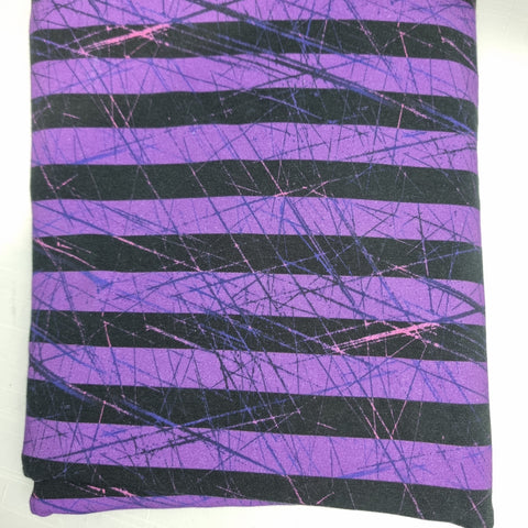 53cm BOLT END.purple grunge stripes 240gsm jersey fabric