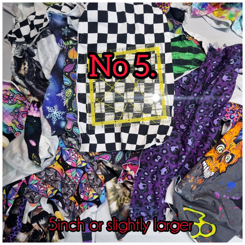 Large Bundle 5. Cotton Jersey 5inch or little larger OFFCUTS.  Watch video to see sizes