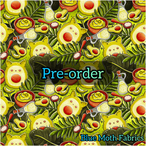 PRE-ORDER. Avocado Cat fabric. By METER