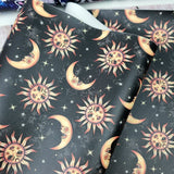 Celestial Sun Moon 59X44cm PRECUT. Faux leather vinyl fabric.