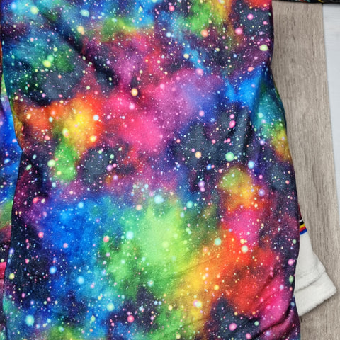 1m BOLT END. Rainbow galaxy squish fabric