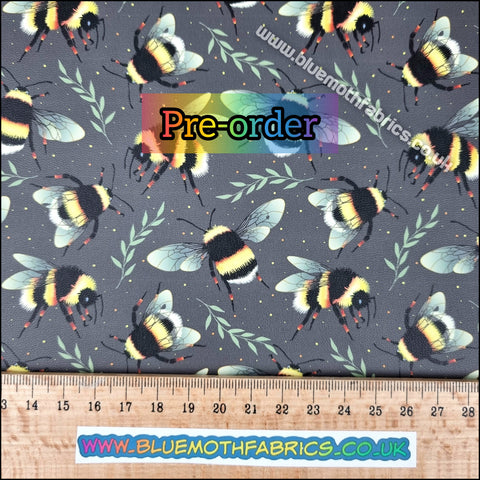 PRE-ORDER. Bumblebee Faux leather / vinyl fabric. 39x130cm