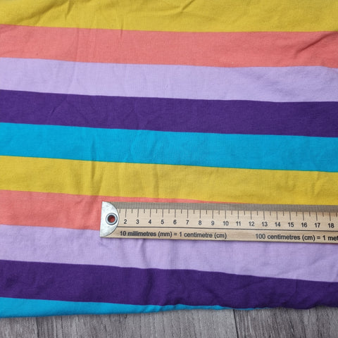 45cm BOLT END. Pastel wide stripes 200gsm jersey fabrics