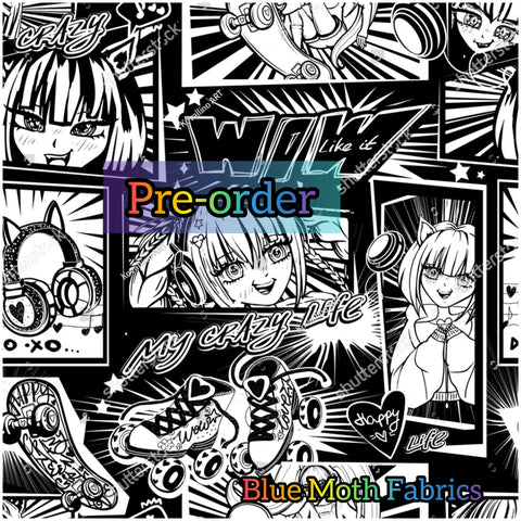 PRE-ORDER. Anime Manga Mono fabric. By METER