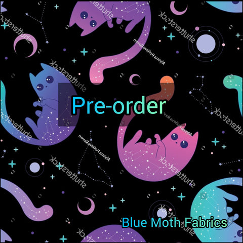 PRE-ORDER. Rainbow Space Cats fabric. By METER