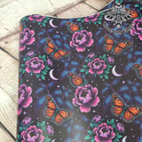 Monarch Butterfly Flowers Faux leather / vinyl fabric. 39x66cm roll