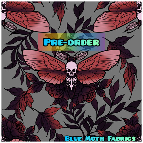 PRE-ORDER. Death Moth red fabric. By METER