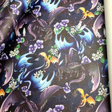 59X45cm PRE-CUT. Dragons Textured Faux leather / vinyl fabric.