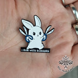 Bunny Run Scissors Enamel Pin Badge