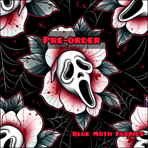 PRE-ORDER. Scream flower faux leather / vinyl fabric. 39x130cm