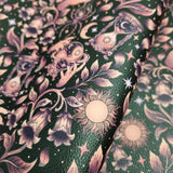 59X45cm PRE-CUT. Cosmic Flora Textured Faux leather / vinyl fabric.