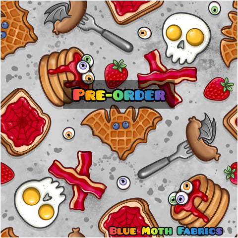 PRE-ORDER. Spooky Breakfast Food fabric. By METER