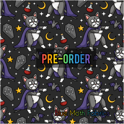 PRE-ORDER. Vampire Cat fabric. By METER