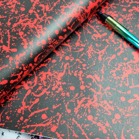 Blood Splatter Faux leather / vinyl fabric. 39x66cm PRECUT